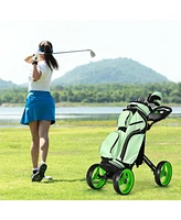 4 Wheel Golf Push Cart with Brake Scoreboard Adjustable Handle