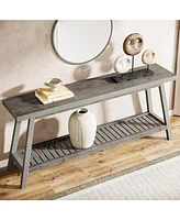 Tribesigns Farmhouse Console Entryway Table: 70.9 Inches Extra Long Table for Entryway, 2-Tier Narrow Wood Foyer Sofa Couch Hallway,