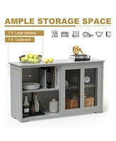 Antique Stackable Kitchen Storage Sideboard with Height Adjustable Shelf