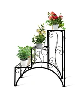 Sugift 3-Tier Metal Plant Rack Garden Shelf in Stair Style