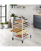 Sugift 10 Sheets Aluminum Rolling Bakery Pan Rack