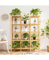 Multifunctional Bamboo Shelf Flower Plant Display Stand