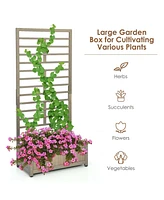 Sugift Raised Garden Bed with Trellis for Climbing Plants