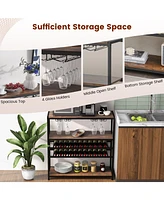 Sugift 5-tier Wine Rack Table with Glasses Holder