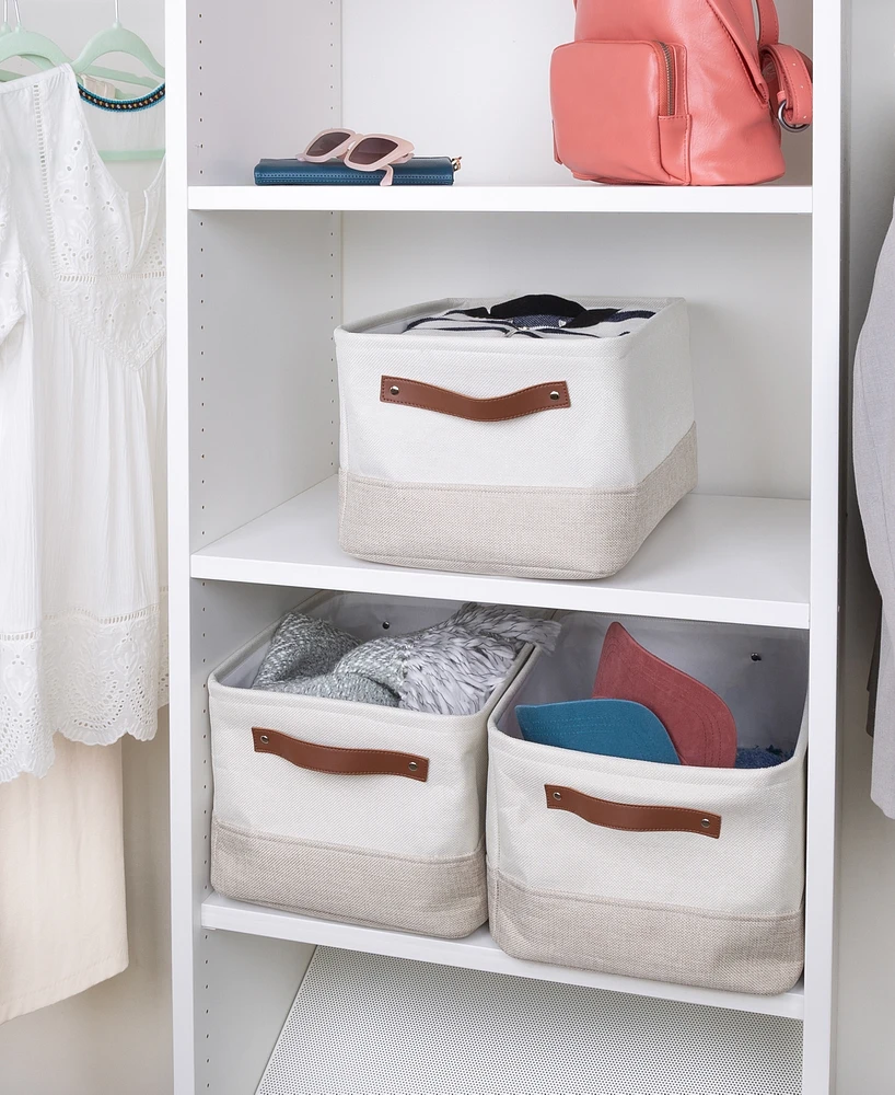 Honey Can Do 3-Pack Decorative Canvas Storage Bins with Handles