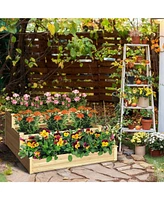 3-Tier Raised Garden Bed Wood Planter Kit for Flower Vegetable Herb