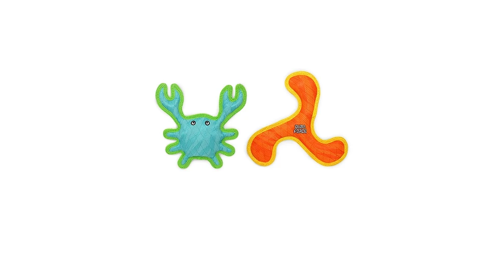 Duraforce Blue Crab & Orange Boomerang- Combo Pack, Durable Dog Toys