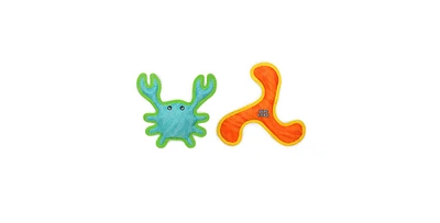 Duraforce Blue Crab & Orange Boomerang- Combo Pack, Durable Dog Toys