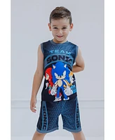 Sega Boys Sonic the Hedgehog Knuckles Tails Tank Top and Shorts to