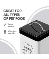 Amici Pet Sparky Metal Storage Treats Canister, 36 oz., White & Black - Good Dog