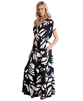 Hotsquash London Women's Faux-Wrap Jersey Maxi Dress