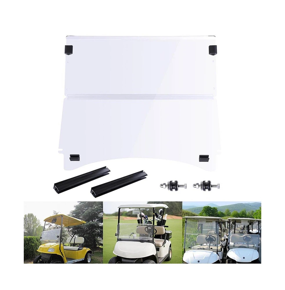 Yescom Club Car Precedent Clear Fold Down Windshield Impact Resistant Acrylic Split Windshield