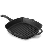 Megachef 10.4 Inch Pre-Seasoned Cast Iron Griddle with Tempered Glass Lid