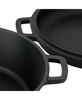 Megachef 10.5 Inch 2-in-1 Pre-Seasoned Cast Iron Skillet and Fry Pan Set