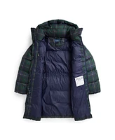 Polo Ralph Lauren Big Girls Plaid Down Hooded Long Jacket