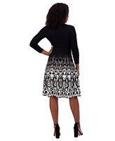 Jessica Howard Petite Printed Fit & Flare Sweater Dress