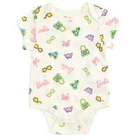 Barbie Baby Girls 3 Pack Bodysuits Newborn to (Newborn - 24 Months)