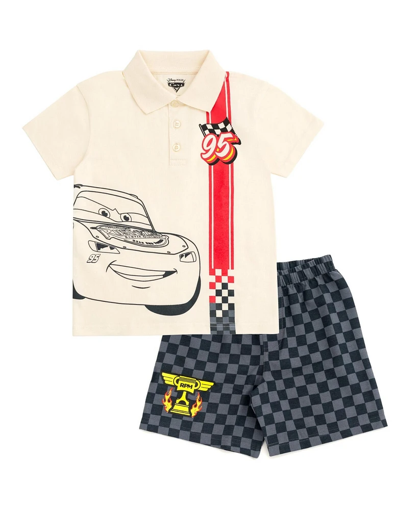 Disney Boys Lion King Mickey Mouse Cars Polo Shirt and Shorts Outfit Set to