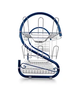 Megachef 16 Inch Two Shelf Iron Wire Dish Rack in Blue