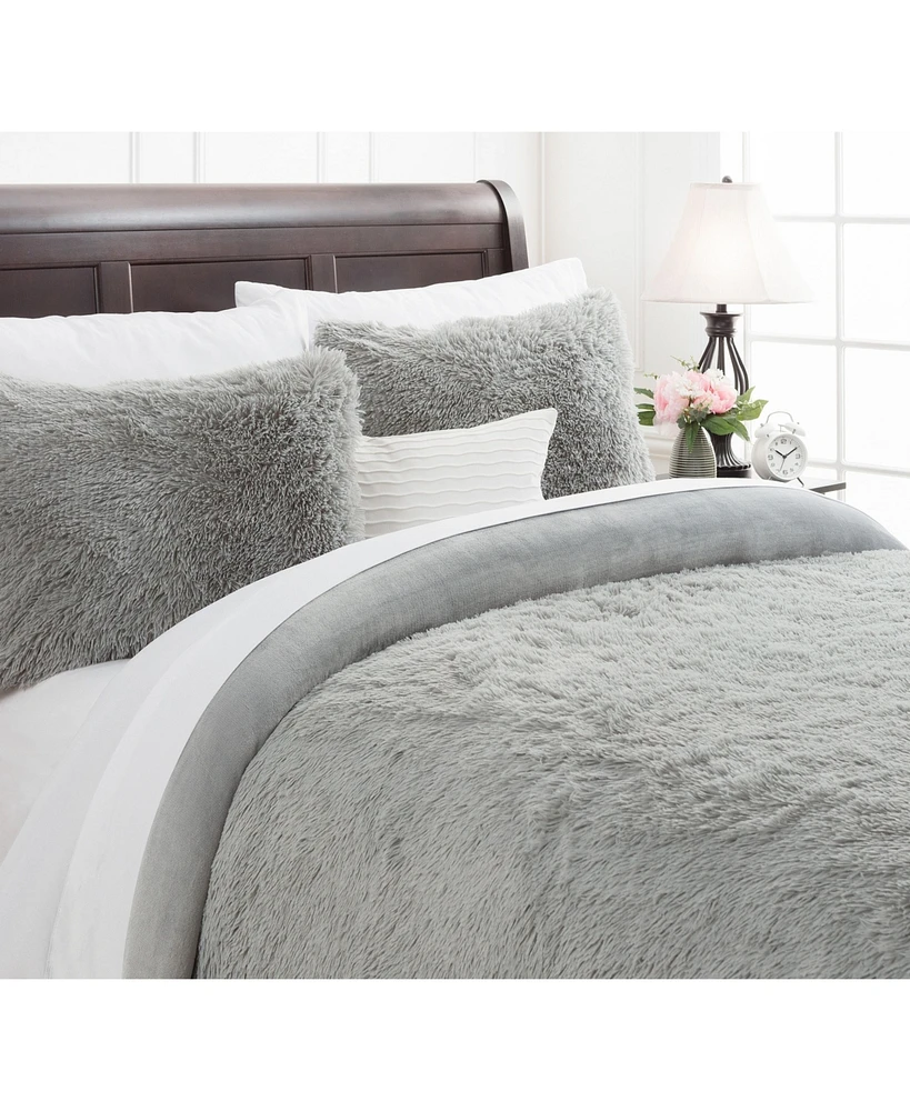 Chanasya Premium Faux Fur Duvet Cover Set