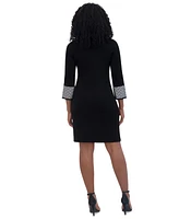 Jessica Howard Petite Cowl-Neck Contrast-Trim Sweater Dress