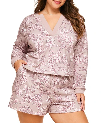 Adore Me Plus Lesley Sweatshirt & Shorts Set