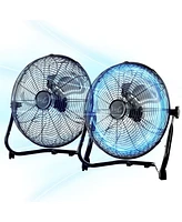 Vie Air 20 Inch Twin Pack Industrial Tilting High Velocity 3 Speed Metal Floor Fan