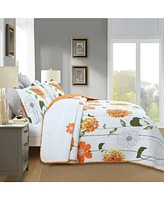 MarCielo 3 Piece 100% Cotton Printed Floral Quilt Set Lightweight Bedspread Set King