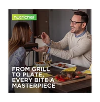 NutriChef 11 Hard-Anodized Nonstick Grill & Griddle - Dishwasher Safe Nonstick Grill Pan