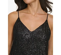 Calvin Klein Petite V-Neck Sleeveless Sequin Tank Top