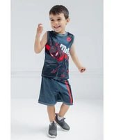 Marvel Toddler Boys Spider-Man Miles Morales Mesh Jersey Tank Top Shirt and Basketball Shorts to