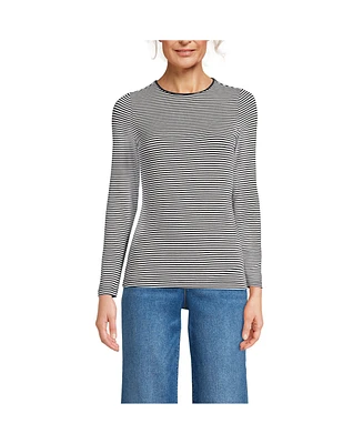 Lands' End Women's Petite Lightweight Jersey Skimming Long Sleeve Crew Neck T-shirt