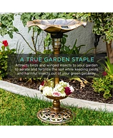 Best Choice Products Solar Lighted Pedestal Bird Bath w/ Planter, Integrated Panel