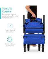 Best Choice Products Folding Utility Cargo Wagon Cart w/ Removable Canopy, Cup Holders