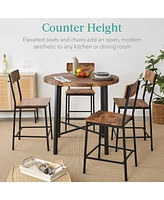 Best Choice Products 5-Piece Modern Round Counter Height Dining Set w/ 4 Chairs, 1.5in Thick Table