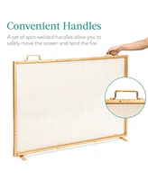 Best Choice Products 38x27in Single Panel Fireplace Screen Handcrafted Steel Mesh Spark Guard w/ Handles