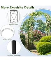 Skonyon 7.9 Feet Metal Garden Arch Backdrop Stand with Fence for Climbing Plants-Black