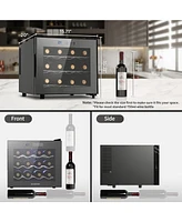 Jinjunye Wine Cooler Refrigerator, Upgrade 12 Bottle Wine Fridge Small Dual Chip, Countertop Wine Cooler Temperature Control, 46