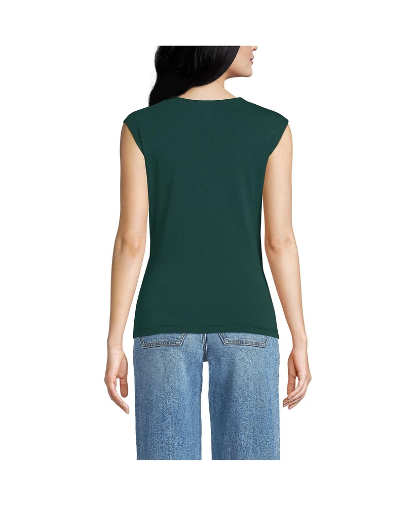 Lands' End Women's Lightweight Jersey Wrap Front Top