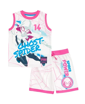 Marvel Girls Spider-Man Spider-Gwen Ghost Spider Tank Top and Bike Shorts to