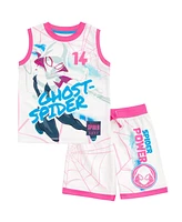 Marvel Girls Spider-Man Spider-Gwen Ghost Spider Tank Top and Bike Shorts to