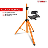 5 Core Speaker Stand Tripod Tall Adjustable 72 Inch Dj Studio Monitor Stands Pole Mount - Orange