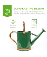 Best Choice Products 1-Gallon Galvanized Steel Watering Can for Gardening w/ O-Ring, Top Handle, Copper Accents