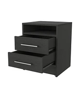 Fm Furniture Eastover Nightstand 2.0 in melamine with two drawers,black