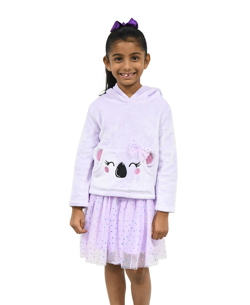 Pink & Violet Toddler Girls Koala Pocket Hoodie Sweater Dress