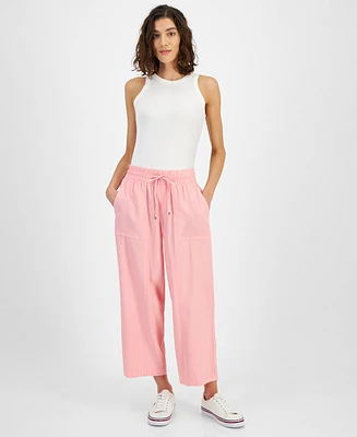 Tommy Hilfiger Women's High-Rise Crop Wide-Leg Pants