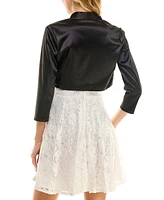 City Studios Juniors' Satin Open-Front Shrug