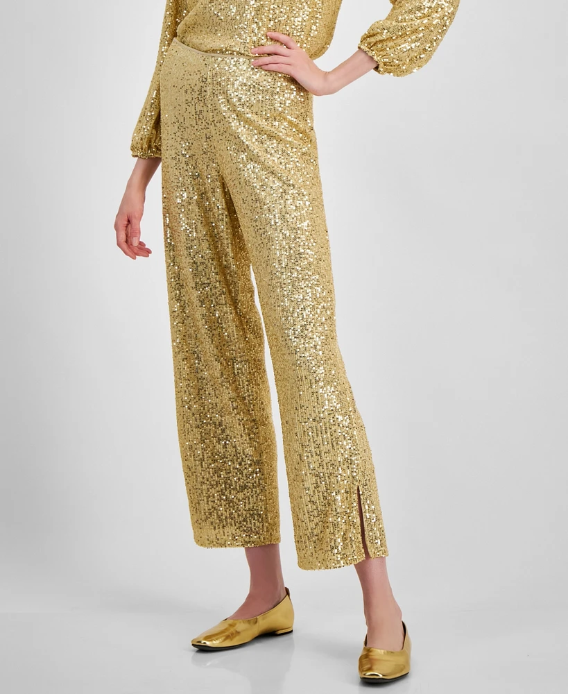 Jm Collection Women's Sequined Pull-On Pants, Created for Macy's