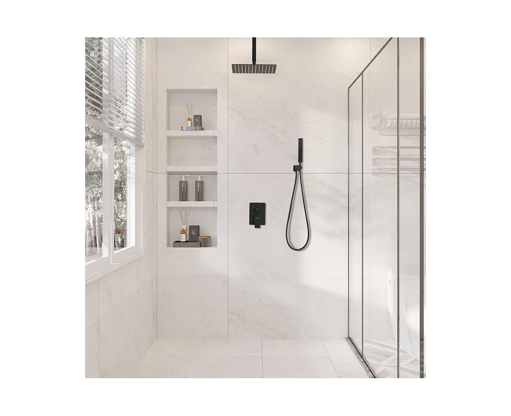 Casainc 12" Rainfall Shower Head Ceiling Mounted Shower System with Shower Trim Kit