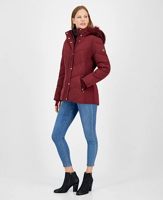 Michael Kors Women's Faux-Fur-Trim Hooded Puffer Coat, Created for Macy's